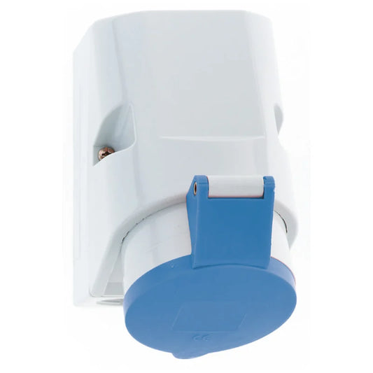 CEE Norm 11480 16A 7P 240V Wall Mount Socket IP44 Blue