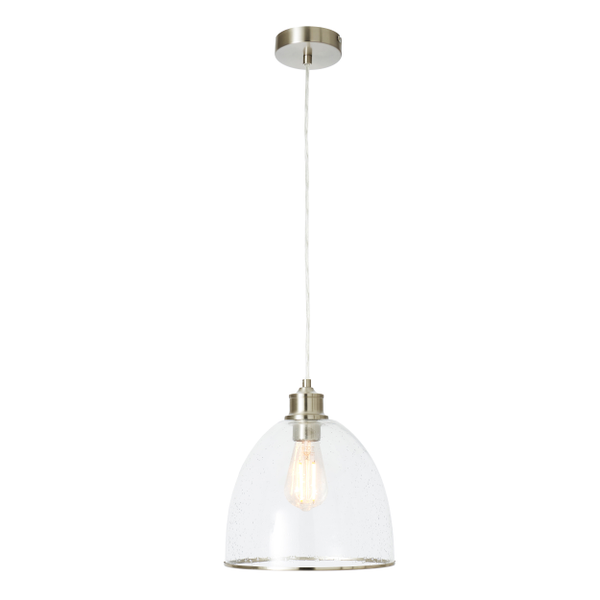 Forum INL-647627 Wrenlee E27 Ceiling Pendant with Glass Shade Satin Nickel