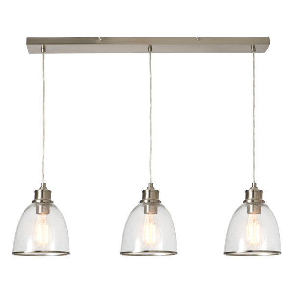 Forum INL-647628 Wrenlee 3 x E27 Diner Pendant with Glass Shades Satin Nickel