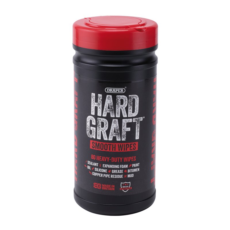Draper HGW-SM80 Hard Graft Multipurpose Smooth Wipes Tub of 80