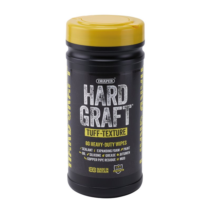 Draper HGW-TU80 Hard Graft Multipurpose Tuff-Texture Wipes Tub of 80