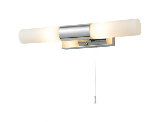 Forum SPA-PR-12744 Aries 2 x G9 Tubular Opal Wall Light with Pull Switch IP44 Chrome