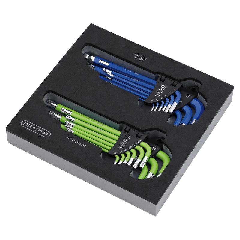 Draper TX-STAR® HKSE18 Torx Metric Ball End Hey Set Key Sets in Storage Tray 18pc
