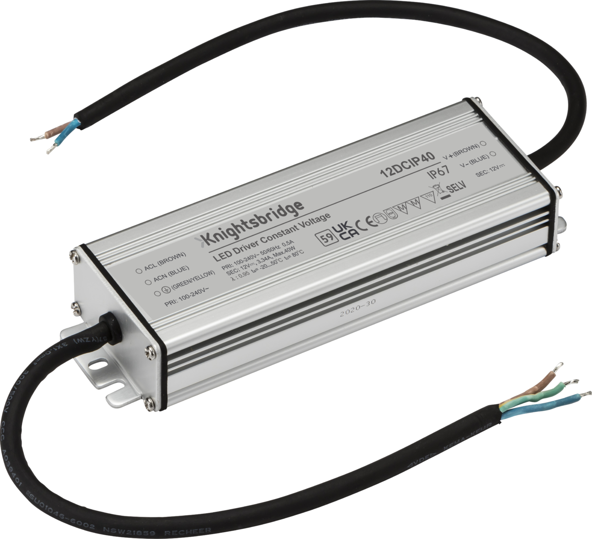 Knightsbridge 12DCIP40 12V 40W Constant Voltage LED Driver IP67
