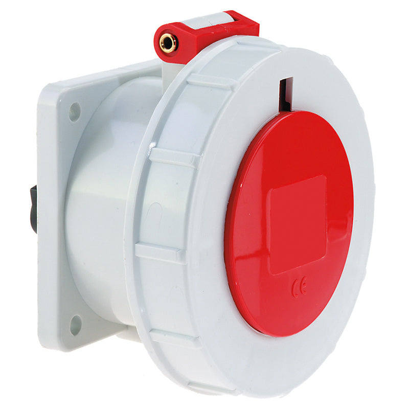 CEE Norm 13021 32A 4P 440V Panel Mount Socket IP67 Red (Reefer)