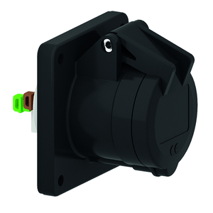 CEE Norm 130269 16A 3P 230V Panel Mount Socket IP44 Black