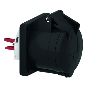 CEE Norm 130272 32A 3P 230V Panel Mount Socket IP44 Black