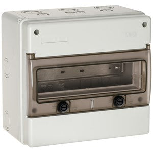 Wiska 1312R/W 270 x 250 x 160mm Polycarbonate 12 Way Garage Unit Enclosure Light Grey IP65