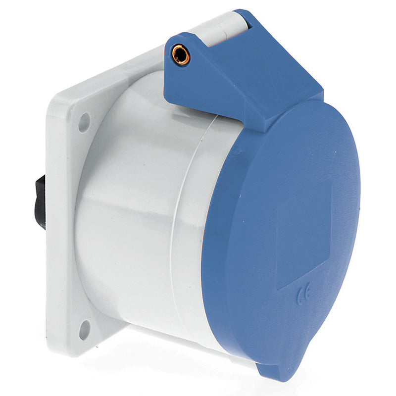 CEE Norm 13328 32A 7P 240V Panel Mount Socket IP44 Blue