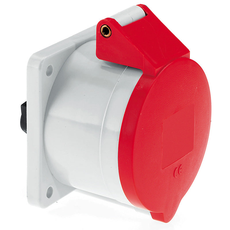CEE Norm 13327 16A 7P 415V Panel Mount Socket IP44 Red