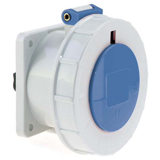 CEE Norm 13330 16A 7P 240V Panel Mount Socket IP67 Blue