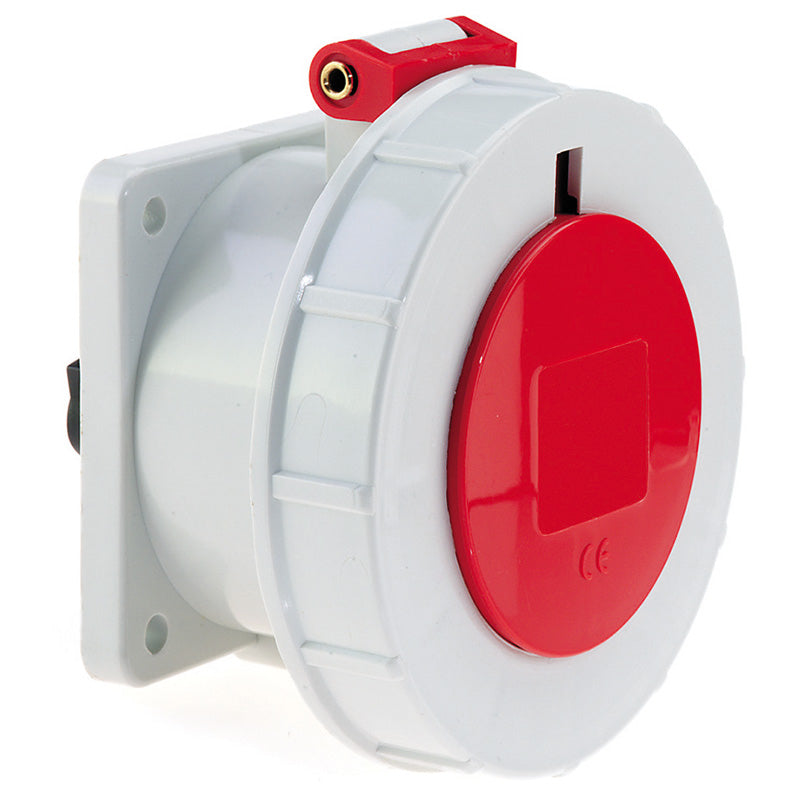 CEE Norm 13331 16A 7P 415V Panel Mount Socket IP67 Red