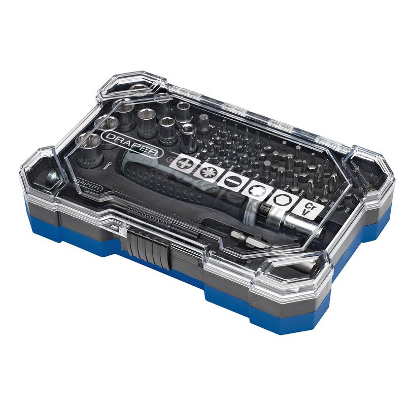 Draper 200/S10 Soft Grip Ratchet Screwdriver & Bit Set 55pc