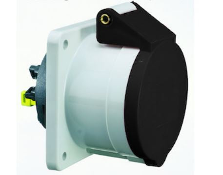 CEE Norm 13012 32A 4P 500V Panel Mount Socket IP44 Black