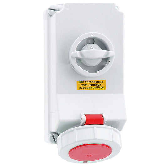 CEE Norm 16050 32A 4P 440V Interlocked Socket IP67 Red (Reefer)