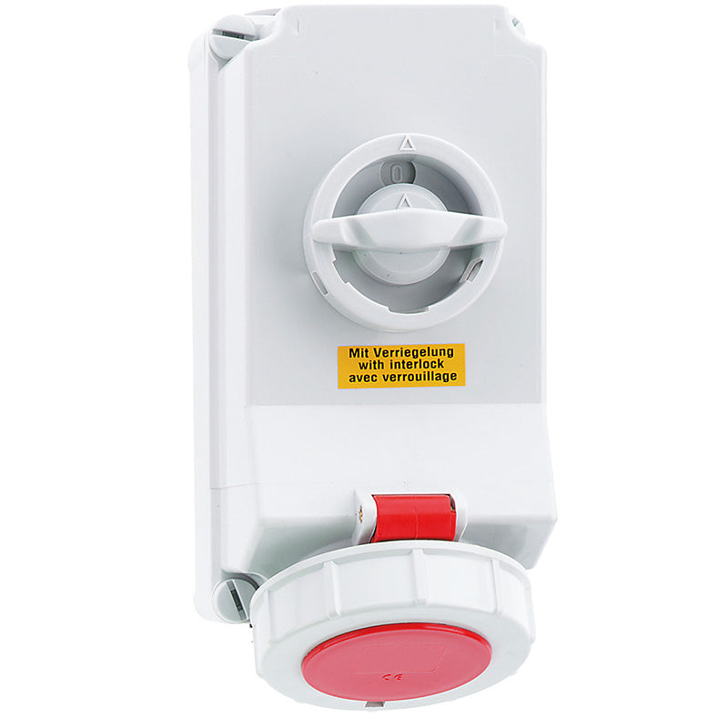 CEE Norm 160087 32A 7P 415V Interlocked Socket IP67 Red
