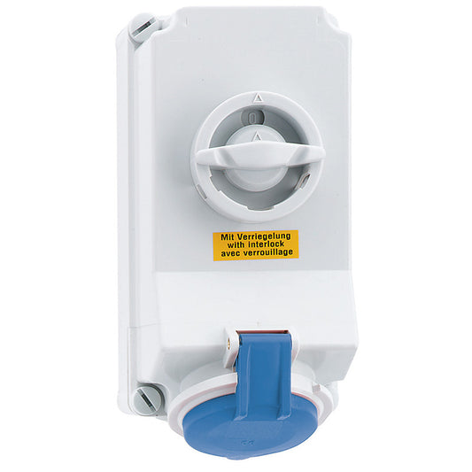 CEE Norm 16446 32A 7P 240V Interlocked Socket IP44 Blue