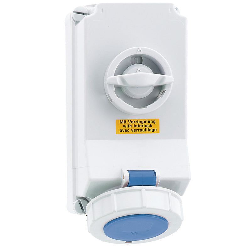 CEE Norm 16447 16A 7P 240V Interlocked Socket IP67 Blue