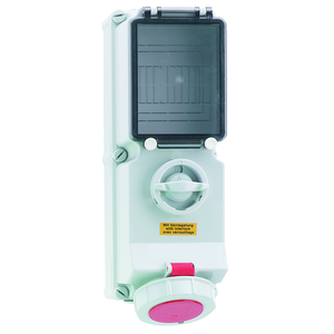 CEE Norm 17026 32A 4P 440V Interlocked Socket with RCD Housing IP67 Red (Reefer)