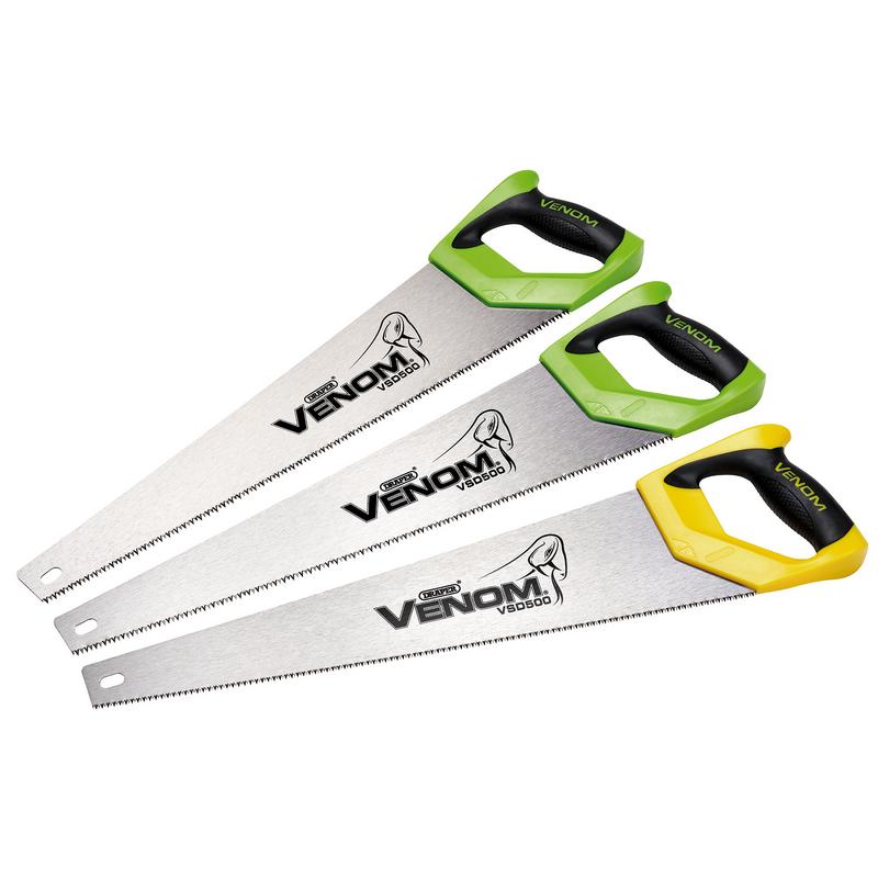 Draper Venom® VSDTP500 500mm / 20'' First Fix & Second Fix Double Ground Handsaw Set 3pc Green / Yellow
