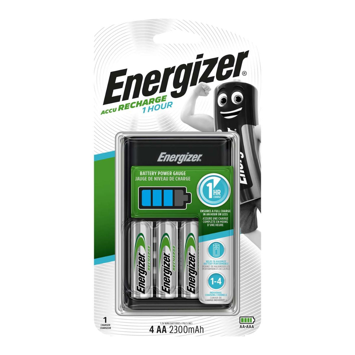 Energizer ENE1HC 1 Hour Charger with 4 x AA 2300mAh Batteries