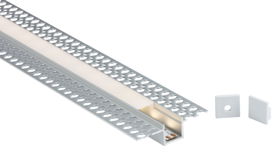 Knightsbridge 1MPLA 55 x 3mm Plaster In Recessed Profile 1m Aluminium