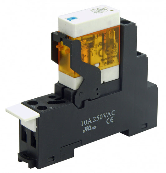 Switchtec 1RM157-24A Hongfa 12A SP Relay Interface Module With Lockable Test Button & LED 24V AC