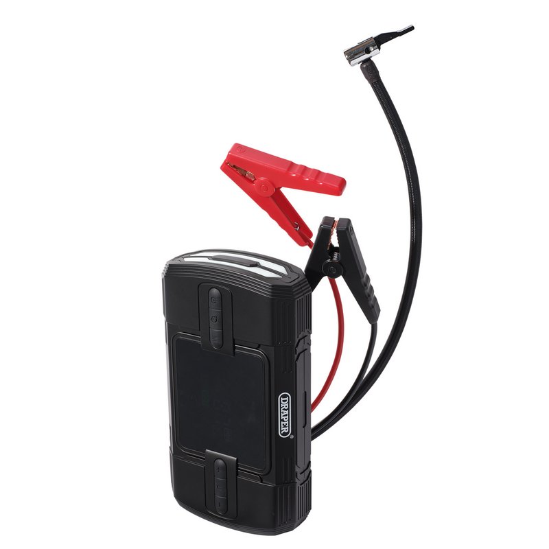 Draper GT1200C 12V 1200A Lithium Jump Starter & Tyre Inflator Black
