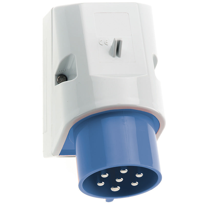 CEE Norm 24195 32A 7P 240V Appliance Inlet IP44 Blue