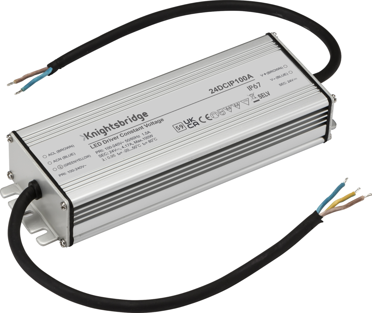Knightsbridge 24DCIP100A 24V 100W Constant Voltage LED Driver IP67