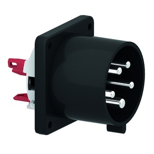 CEE Norm 28298 32A 5P 400V Panel Mount Appliance Inlet IP44 Black