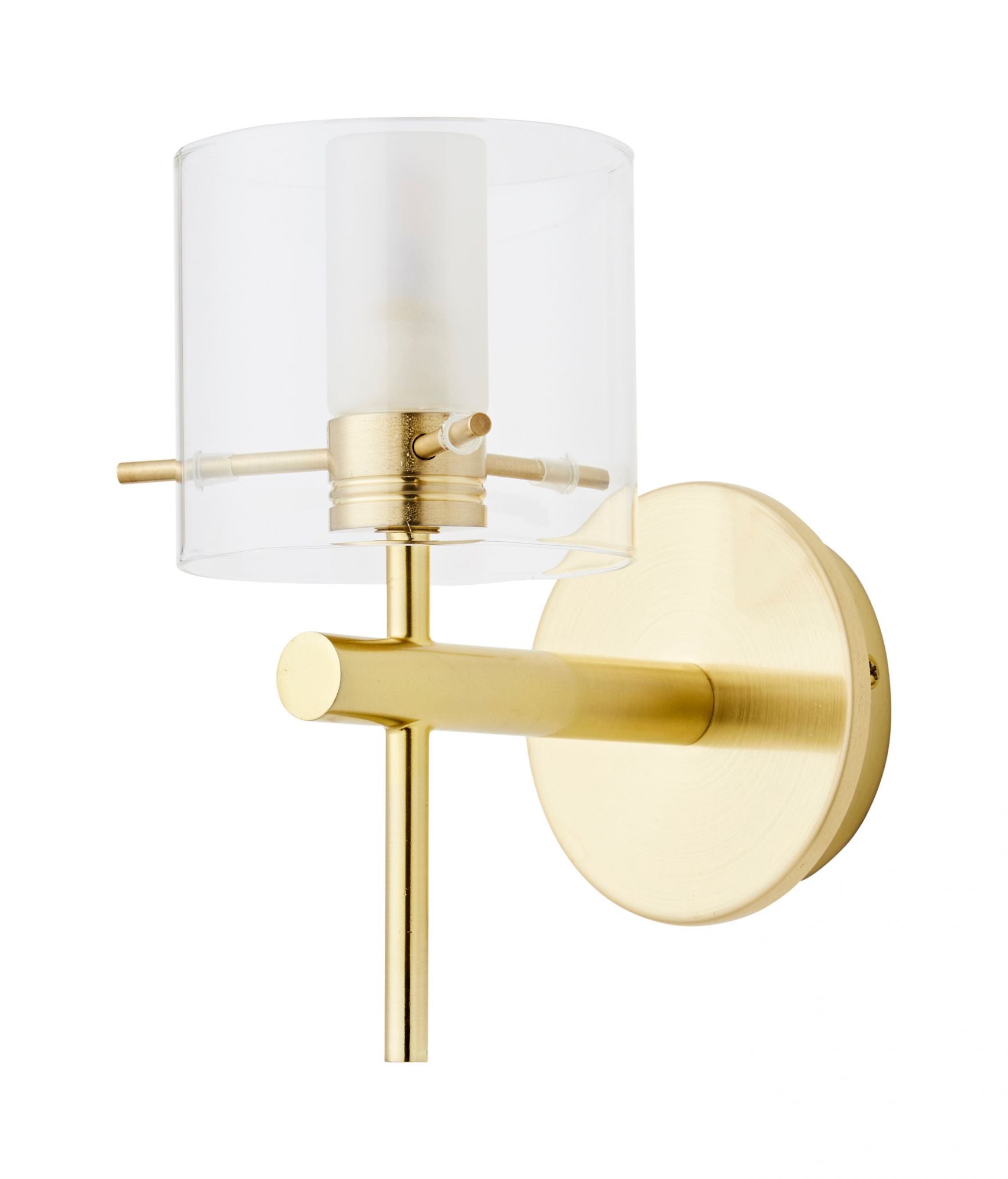 Forum SPA-31725-SBRS Gene G9 Wall Light with Glass Cylinder Shade IP44 Satin Brass