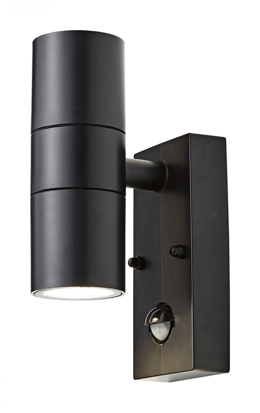 Forum CZ-31744-BLK-65 Neso 2 x GU10 Up / Down Wall Light with PIR IP65 Black