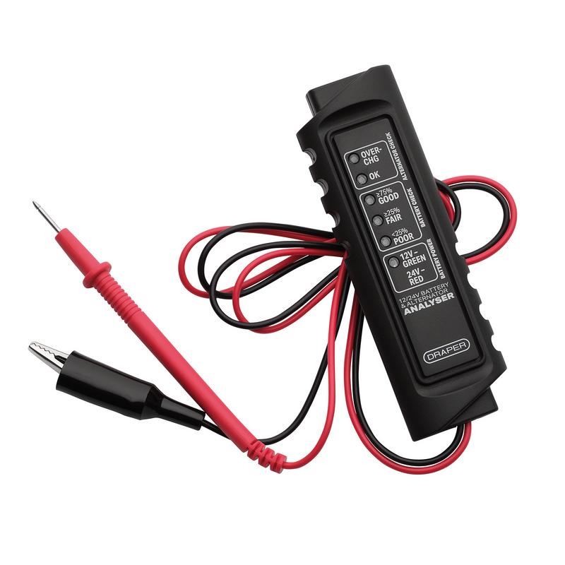Draper BAA1224 12 / 24V Battery and Alternator Analyser Black