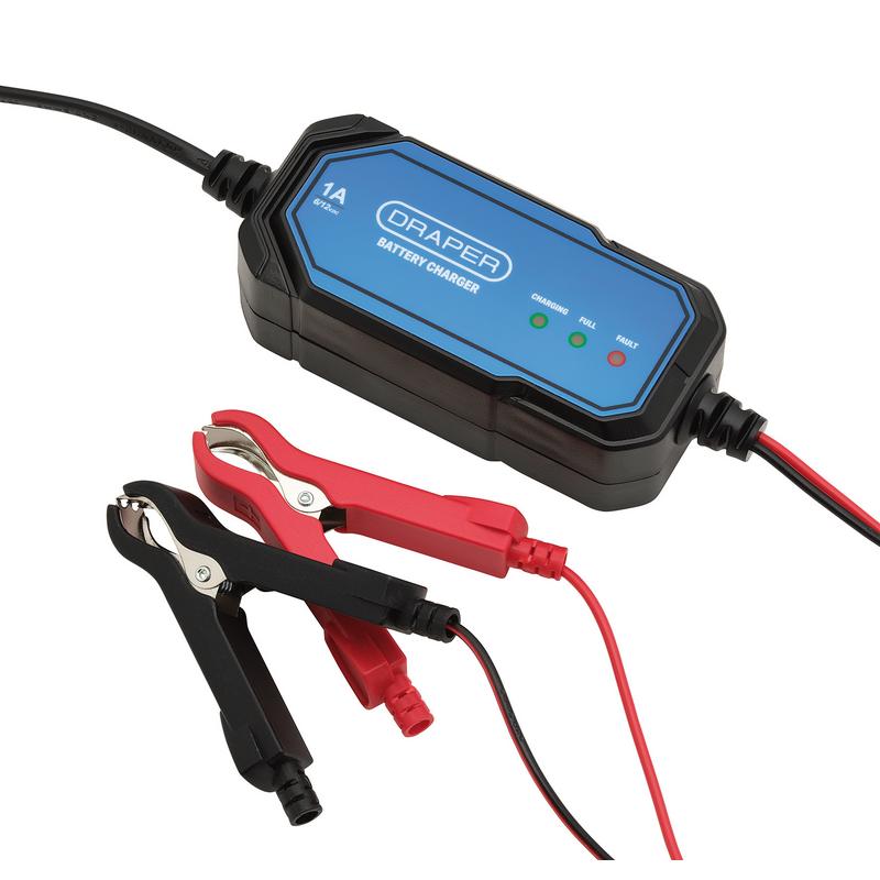 Draper BCM1 6 / 12V 1A Smart Battery Charger Black & Blue