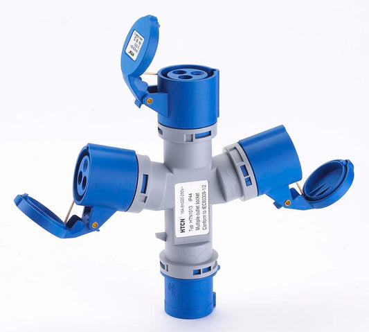 Deligo 350C240 16A 3P 230V 3 Way Splitter Blue