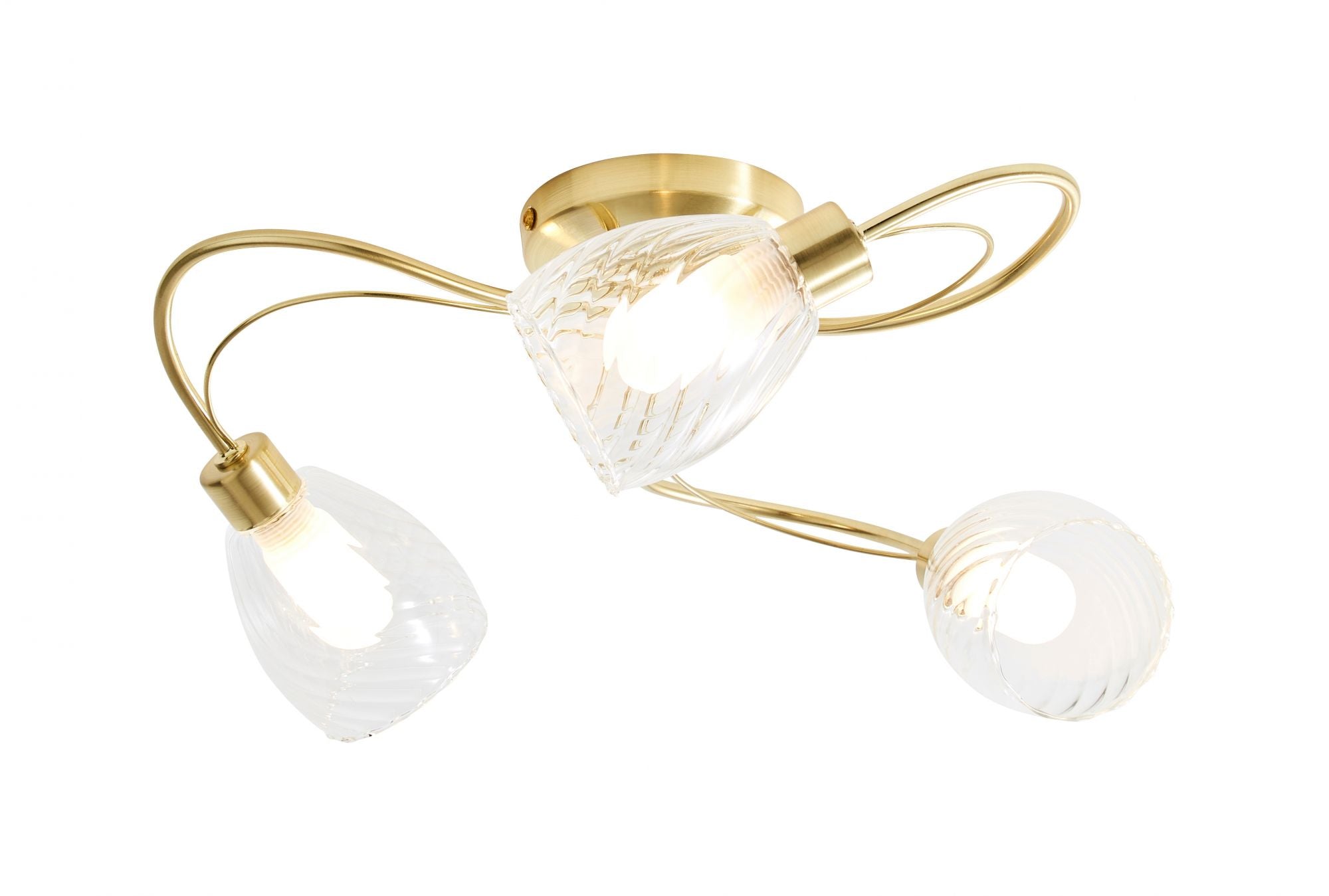 Forum SPA-35828-SBRS Veria 3 x G9 Twisted Ceiling Light with Smoked Glass Shades IP44 Satin Brass