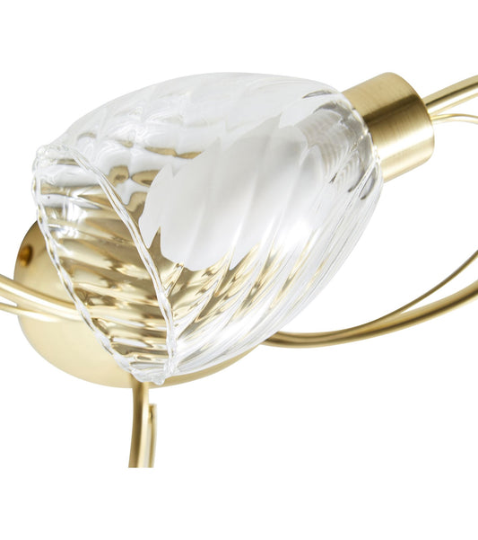 Forum SPA-35828-SBRS Veria 3 x G9 Twisted Ceiling Light with Smoked Glass Shades IP44 Satin Brass