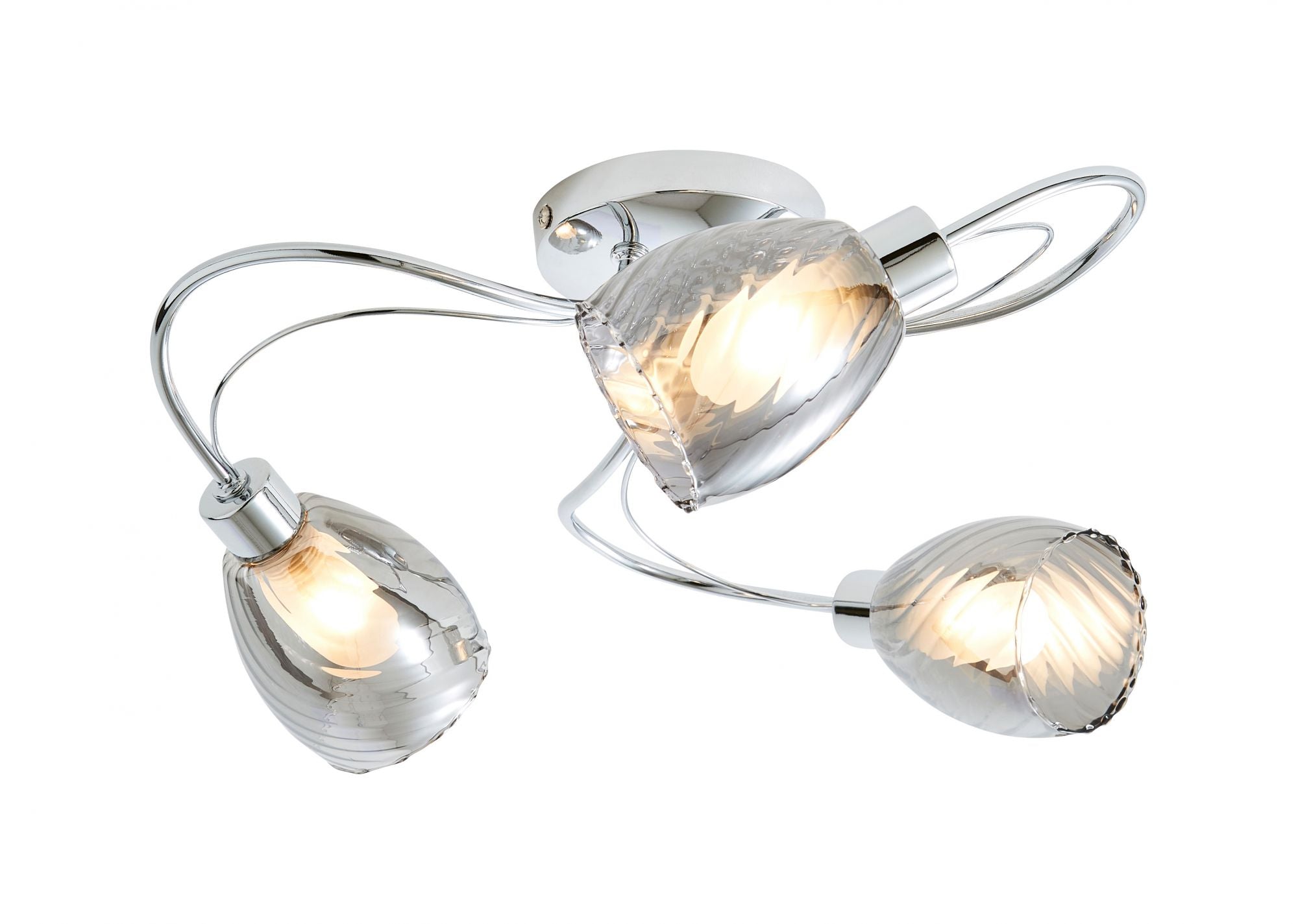 Forum SPA-35828-CHR Veria 3 x G9 Twisted Ceiling Light with Smoked Glass Shades IP44 Chrome