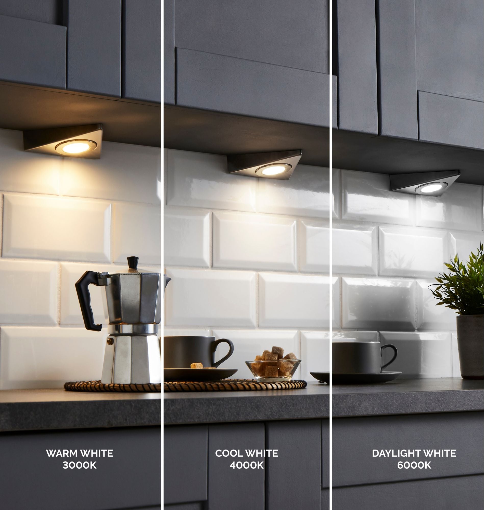 Forum CUL-35865 Ayla 3W CCT LED Triangular Round Surface Under Cabinet Light IP20 Satin Nickel