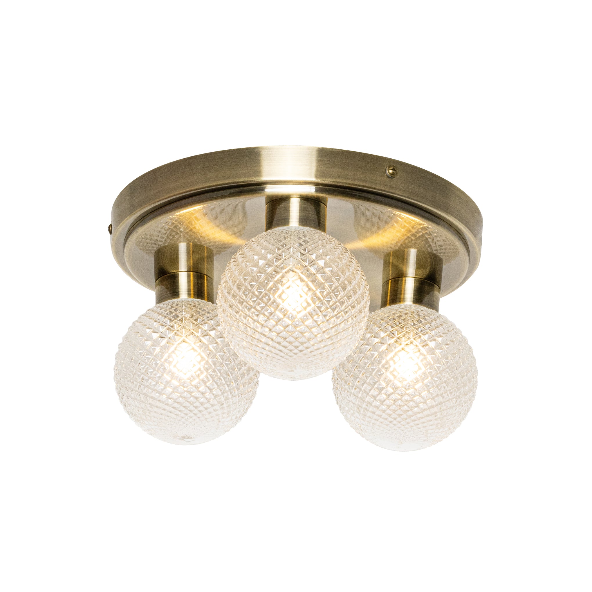Forum SPA-37477-ABRS Vermont 3 x G9 Ceiling Light with Decorative Opal Glass Shade IP44 Antique Brass