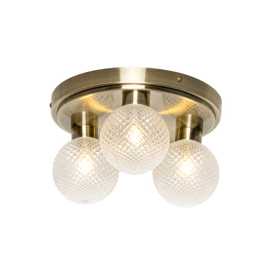 Forum SPA-37477-ABRS Vermont 3 x G9 Ceiling Light with Decorative Opal Glass Shade IP44 Antique Brass
