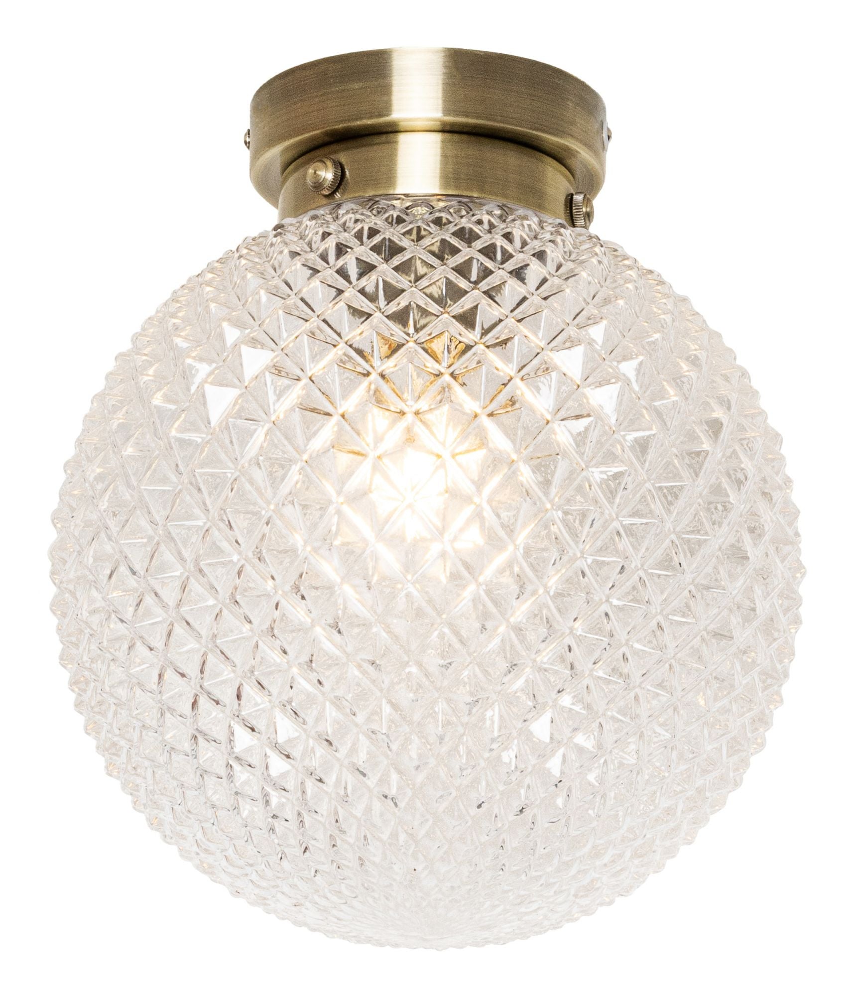 Forum SPA-37509-ABRS Vermont E27 Globe Ceiling Light with Decorative Opal Shade IP44 Antique Brass