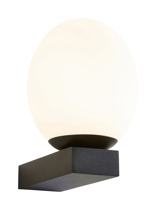 Forum SPA-38573-TBLK Agios 3W LED Globe Wall Light with Opal Glass Shade 4000K IP44 Textured Black