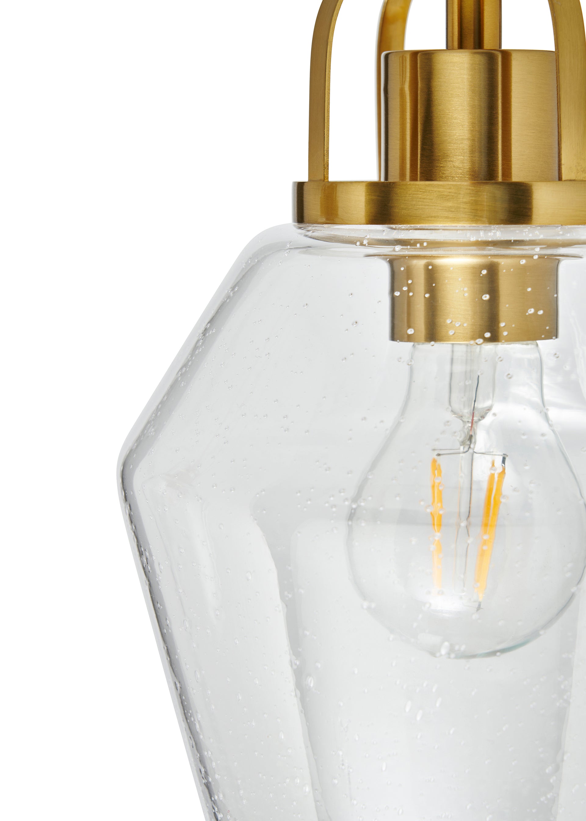 Forum 39002526 Saskia E27 Ceiling Pendant with Bubble Effect Glass Shade Satin Brass