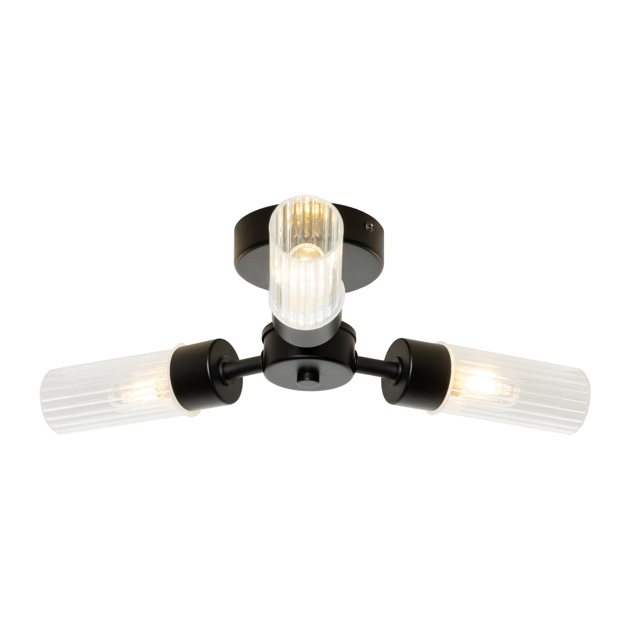 Forum SPA-39650-BLK Ottawa 3 x G9 Ribbed Glass Ceiling Spotlight IP44 Black