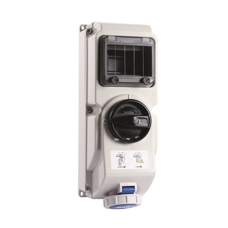 Niglon 18766 32A 3P Interlocked Switched Socket and Enclosure 230V IP66