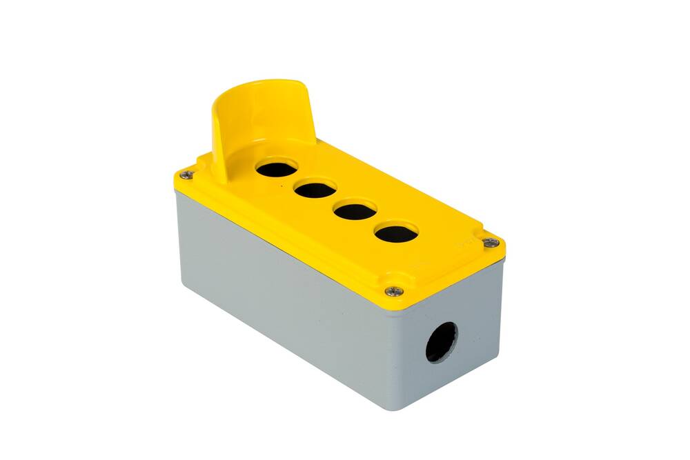Wiska 402626 Aluminium 4 Hole Pushbutton Enclosure with Guard Yellow / Grey IP67