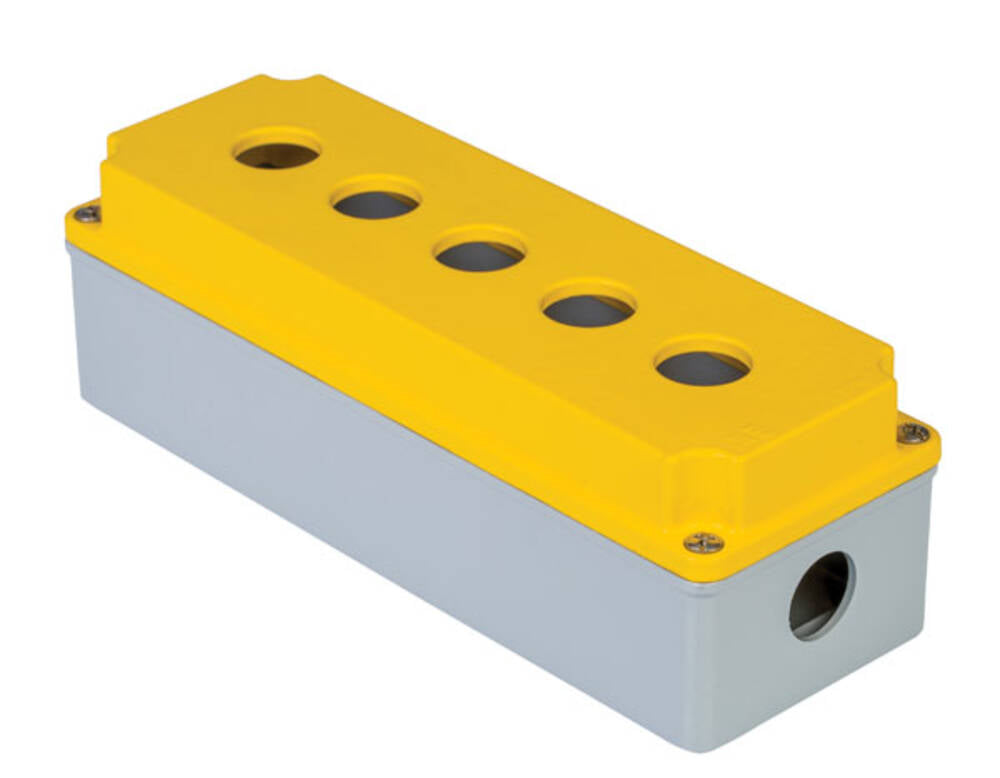 Wiska 402630 Aluminium 5 Hole Pushbutton Enclosure Yellow / Grey IP67