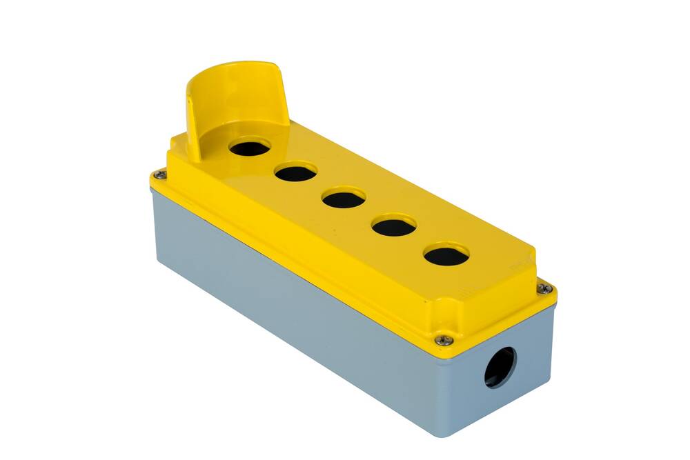 Wiska 402635 Aluminium 5 Pushbutton Enclosure with Guard Yellow / Grey IP67
